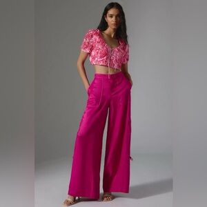 Anthropologie Magenta Wide-Leg Pants